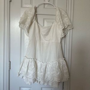 SAINTS + SECRETS White Ruffled Mini Dress